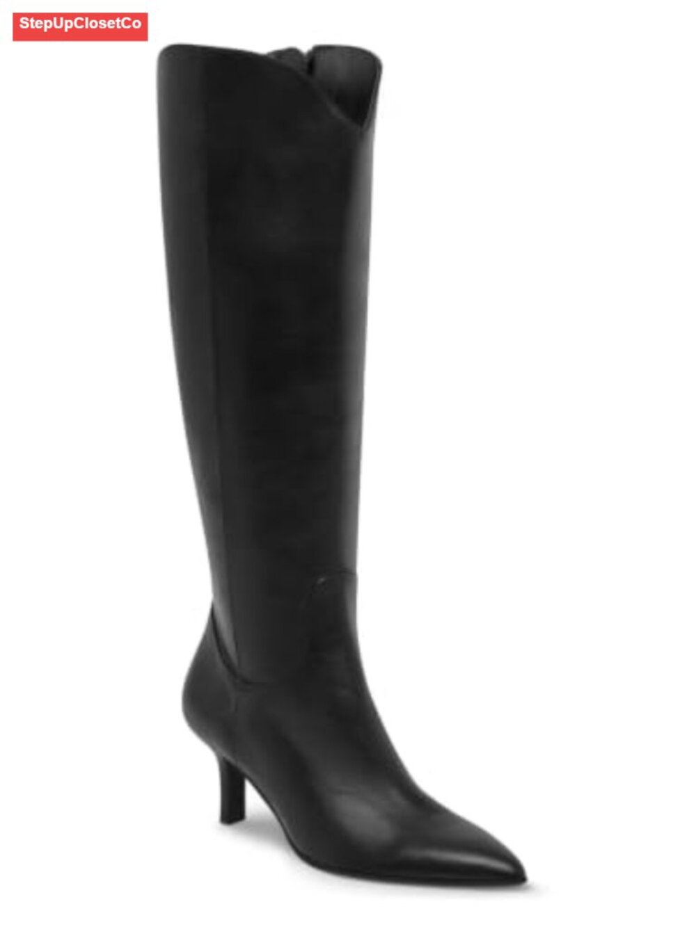 Knee High Boots Kitten Heel Pointed Toe Side Zipper Tall Faux Suede